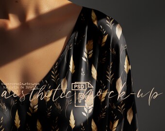 Maqueta de blusa de satén para mujer, PSD en capas, moda femenina, maqueta con patrón sin costuras, uso comercial