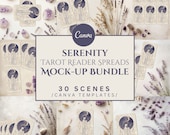 Tarot Spread Mockup Bundle of 30, Serenity, Canva Templates, Mock-Up for Tarot Readers, Spiritual Flatlay Styled Stock, Commercial Use
