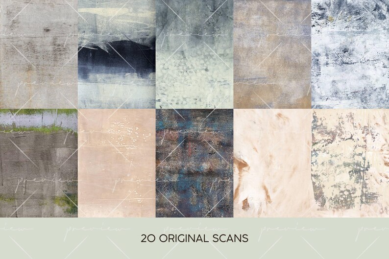 40 Cool Textures, Gelli Scans, Hand-painted Collage Papers, Studio ...