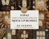 Tarot Spread Mockup Bundle of 30, Topaz, Canva Templates, Mock-Up for Tarot Readers, Spiritual Flatlay Styled Stock, Commercial Use