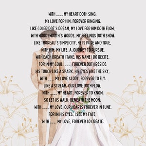 Poema de amor PERSONALIZABLE, poema de San Valentín, para marido, para novio, regalo perfecto.. Obra original.