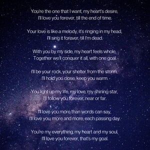 Estrella Brillante, poema de amor, poema del día de San Valentín, para esposa, para novia, regalo perfecto. Trabajo original.