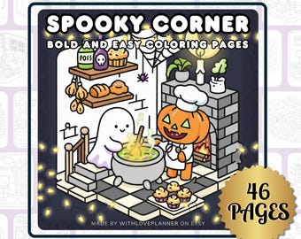 Spooky Corner Bold Easy Halloween Ghosts Kawaii Creepy Cozy Coco Wyo Style Digital Printable