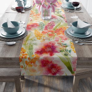 Watercolor Floral Table Runner | Cotton / Polyester