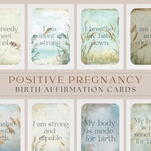 Lot de 24 cartes de naissance imprimables, grossesse positive, cartes d'accouchement hypnotique, téléchargement numérique