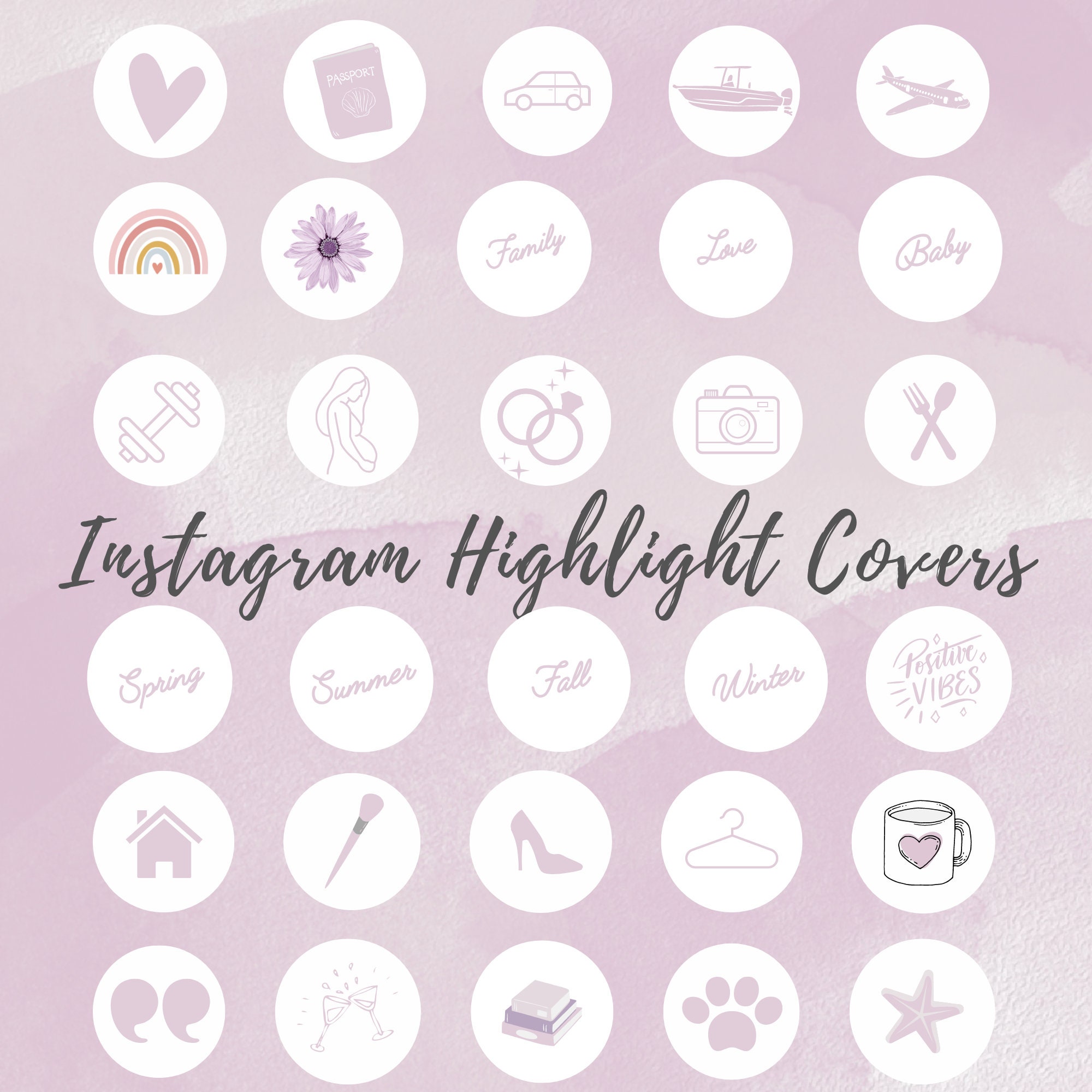 30 Everyday Instagram Highlight Covers Watercolorpink - Etsy