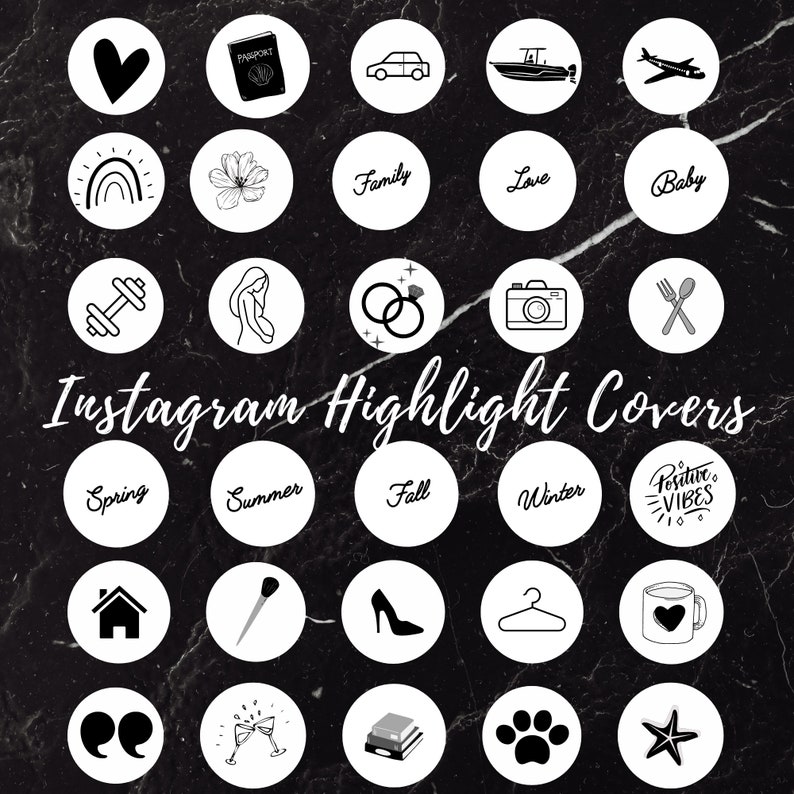 30 Everyday Instagram Highlight Covers Black Etsy