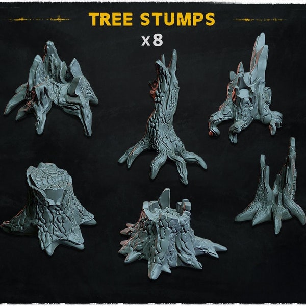 Tree stumps landscape elements | 32mm Basing | Tabletop | Diorama | Wargaming | RPG | Fantasy | Sci Fi | Zabavka