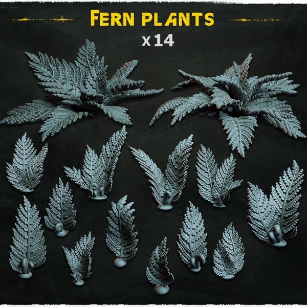 Fern plants landscape elements | 32mm Basing | Tabletop | Diorama | Wargaming | RPG | Fantasy | Sci Fi | Zabavka
