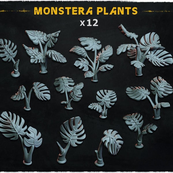 Monstera-Pflanzen Landschaftselemente | 32mm Basing | Tabletop | Diorama | Wargaming | RPG | Fantasy | Sci-Fi | Zabavka