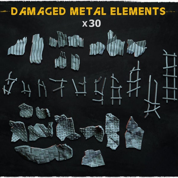 Éléments de paysage de pièces métalliques endommagées | Base de 32 mm | Dessus de table | Dioramas | Jeux de guerre | RPG | Fantaisie | Science-fiction | Zabavka