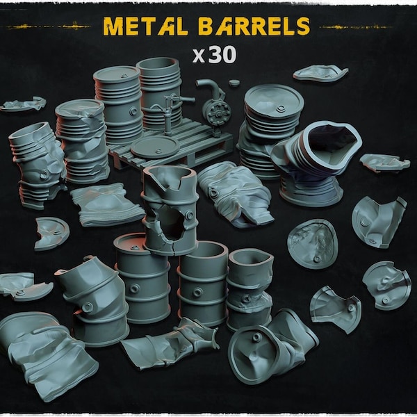 Éléments paysagers de barils métalliques | Base de 32 mm | Dessus de table | Dioramas | Jeux de guerre | RPG | Fantaisie | Science-fiction | Zabavka