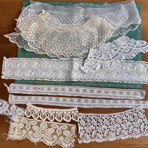 Mixed lot of Victorian era 9 Antique Edwardian Lace Crochet net Lace Antique Victorian lace