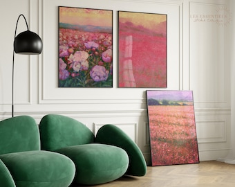 Arte della parete floreale rosa cipria Stampa artistica di fiori rosa