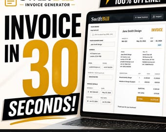 Generador de facturas sin conexión para autónomos / Creador de facturas en PDF / Numeración automática y descarga instantánea