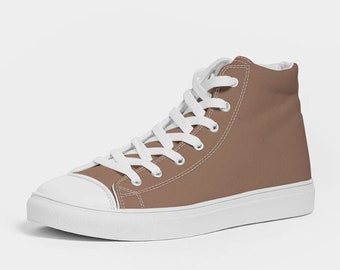 Age Regression Solid Colour Chestnut Brown High Top Canvas Shoes Plain Color Neutral Brown Littlespace Shoes