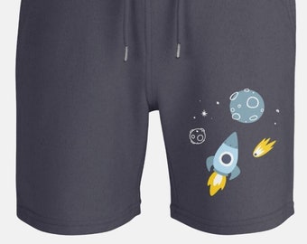 Space Rocket Age Regression Navy Blue Organic Cotton Unisex Spaceship Astronaut Outer Space Littlespace Shorts