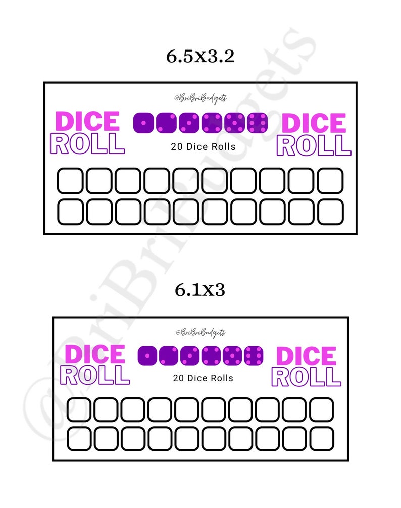 Dice Roll Savings Challenge PRINTABLE Etsy