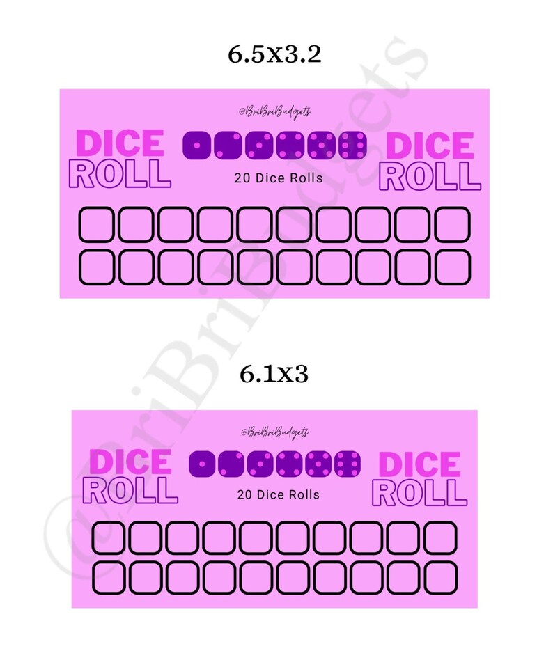 Dice Roll Savings Challenge PRINTABLE Etsy