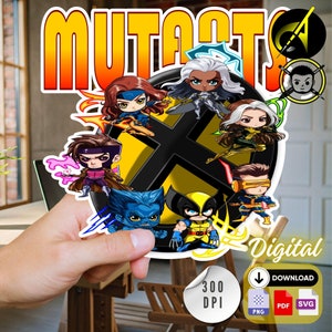 Chibi X-Men Clipart Cute Marvel Superhero SVG Comic Book Digital Art Printable X-Men Fan Art Cartoon Style Vector Design Superhero Stickers