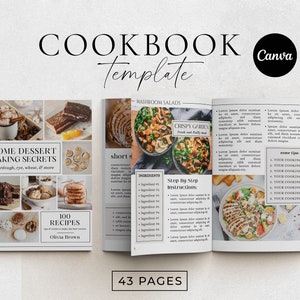 Cookbook Template | Editable Recipe Book Template | Printable Recipe ebook | Canva Templates