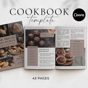 Cookbook Template | Editable Recipe Book Template | Printable Recipe ebook | Canva Templates | Custom Cookbook