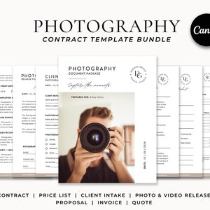 Photography Agreement Template Package, Photography Contract Forms, Client Agreement, Contract for Photographers, Canva Template