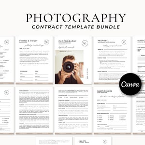 Photography Client Contract Template Package, Photography Agreement Forms, Client Agreement , Contract for Photographers, Canva Template
