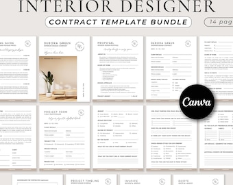 Interior Designer Client Contract, 14 pages, Interior Design Services Agreement, Client-Designer Agreement Template, Interior Decorating