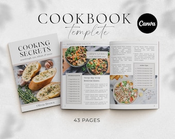Editable Cookbook Template | Custom Recipe Book Template | Recipe ebook | Canva Templates