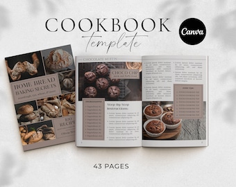 Plantilla de libro de cocina, Plantilla de libro de recetas editable, Libro electrónico de recetas imprimible, Plantillas de Canva, Libro de recetas personalizado