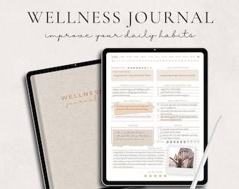 Wellnessjournal, Digital journal, Självvårdsdagbok, Mindfulnessjournal, Matplanerare, Träningsspårare, Mental hälsa, GoodNotes Journal