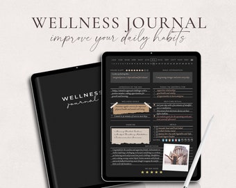 Wellnessjournal, Självvårdsdagbok, Digital dagbok, Mental hälsa, Mindfulnessjournal, Träningsspårare, Matplanerare, GoodNotes-dagbok