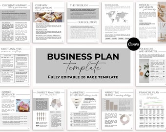 Business Plan Template Canva, Business Planner Printable, Small Business Plan Workbook, Editable Canva Template, Start Up Business Plan