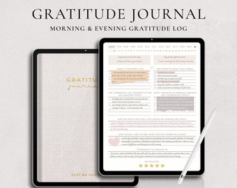 Digitaal dankbaarheidsdagboek, Wellness-dagboek, dagelijks iPad-dankbaarheidsdagboek, GoodNotes, digitaal dagboek, mindfulness-dagboek, therapiedagboek