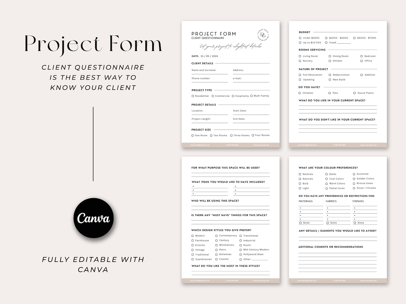 Interior Designer Client Contract Template, 9 Editable Designer ...