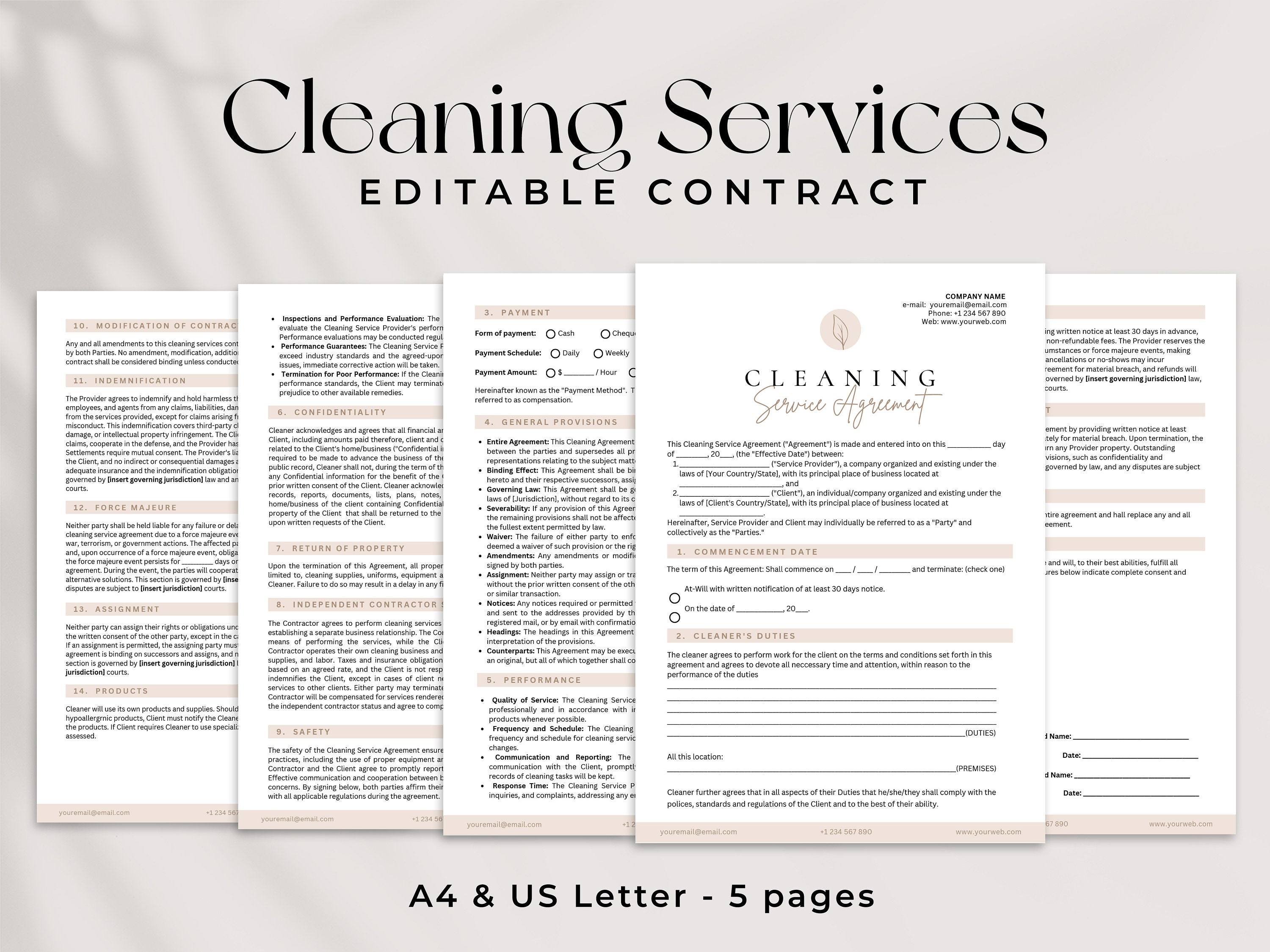 Cleaning Service Agreement BUNDLE | 6 Editable Cleaning Business Forms ...