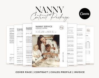 Editable Nanny Agreement Template, Babysitter Agreement, Nanny Contract Worksheet, Childcare service, Invoice Forms, Editable Canva Template