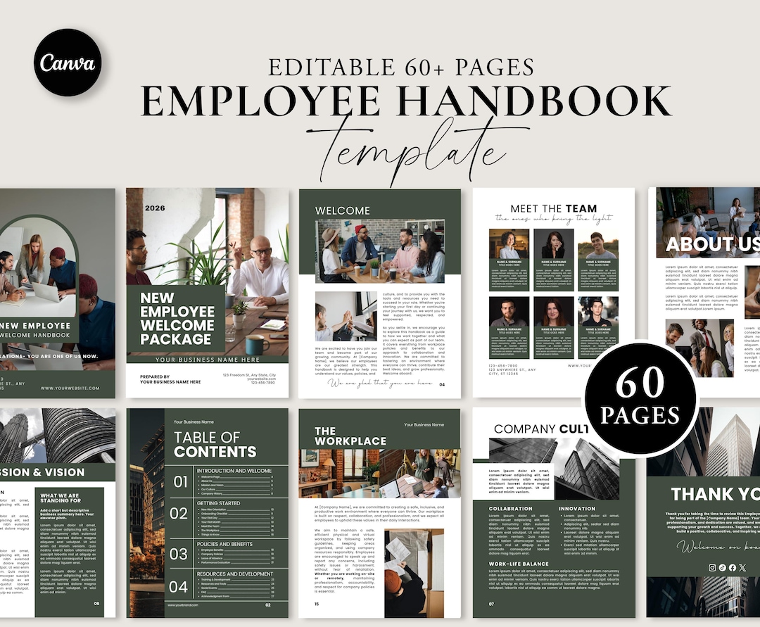 Employee Handbook Template, Training Manual, Welcome Packet, Employee ...