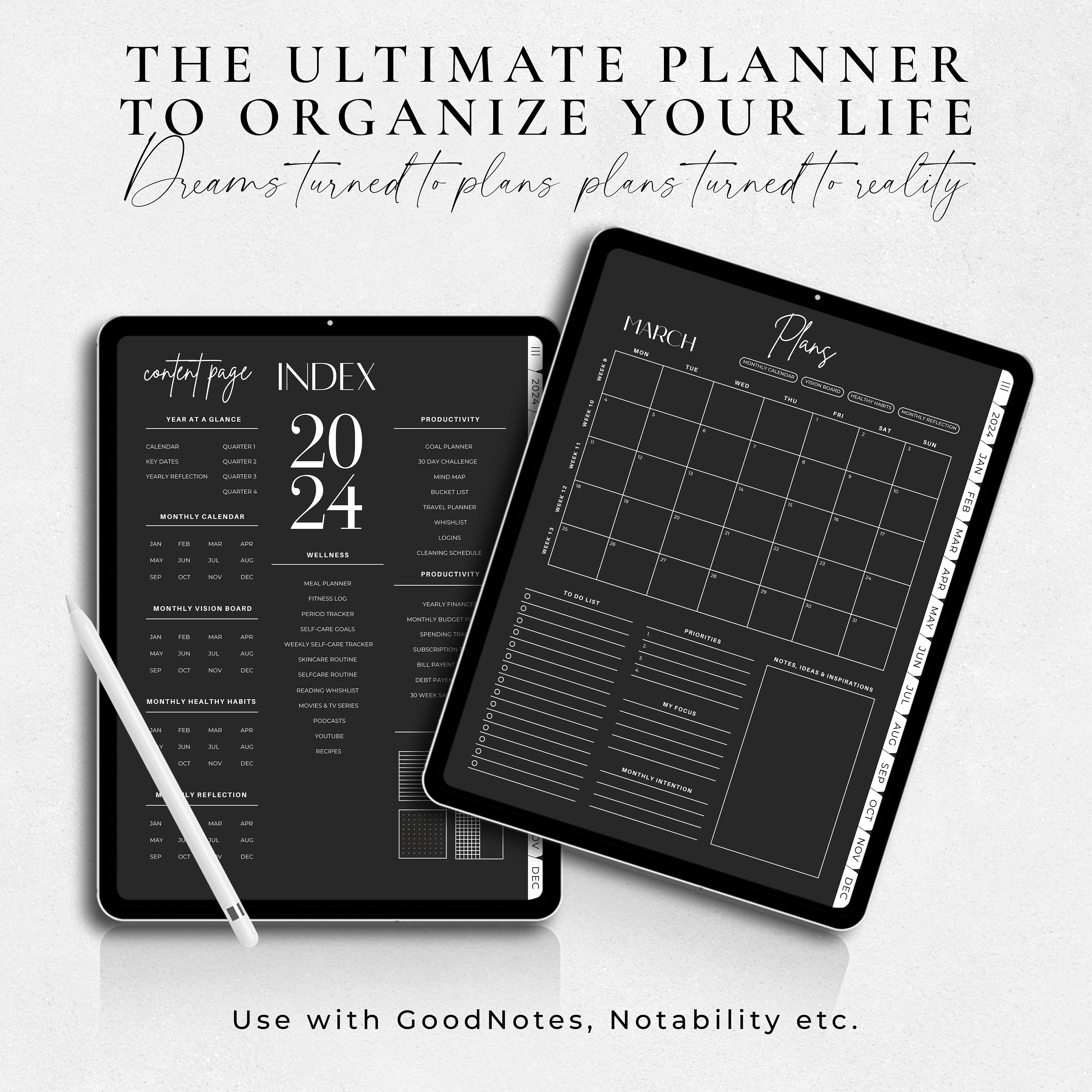 2024 Digital Planner 2024 Daily, Weekly & Monthly Planner Dated Digital