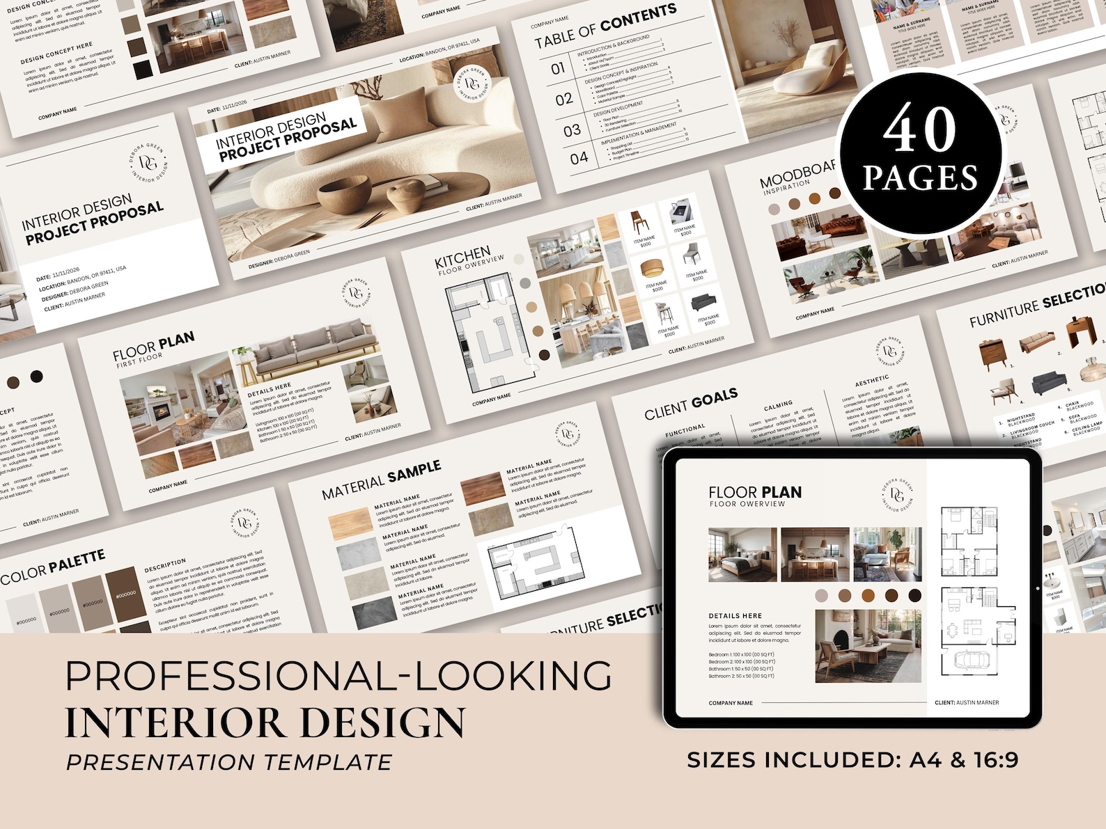 Interior Design Template, Client Presentation Template, Interior ...
