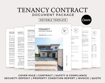 Editable Tenancy Agreement Template Package, Printable Rental Agreement, Residential Housing Contract, Lease Contract Template