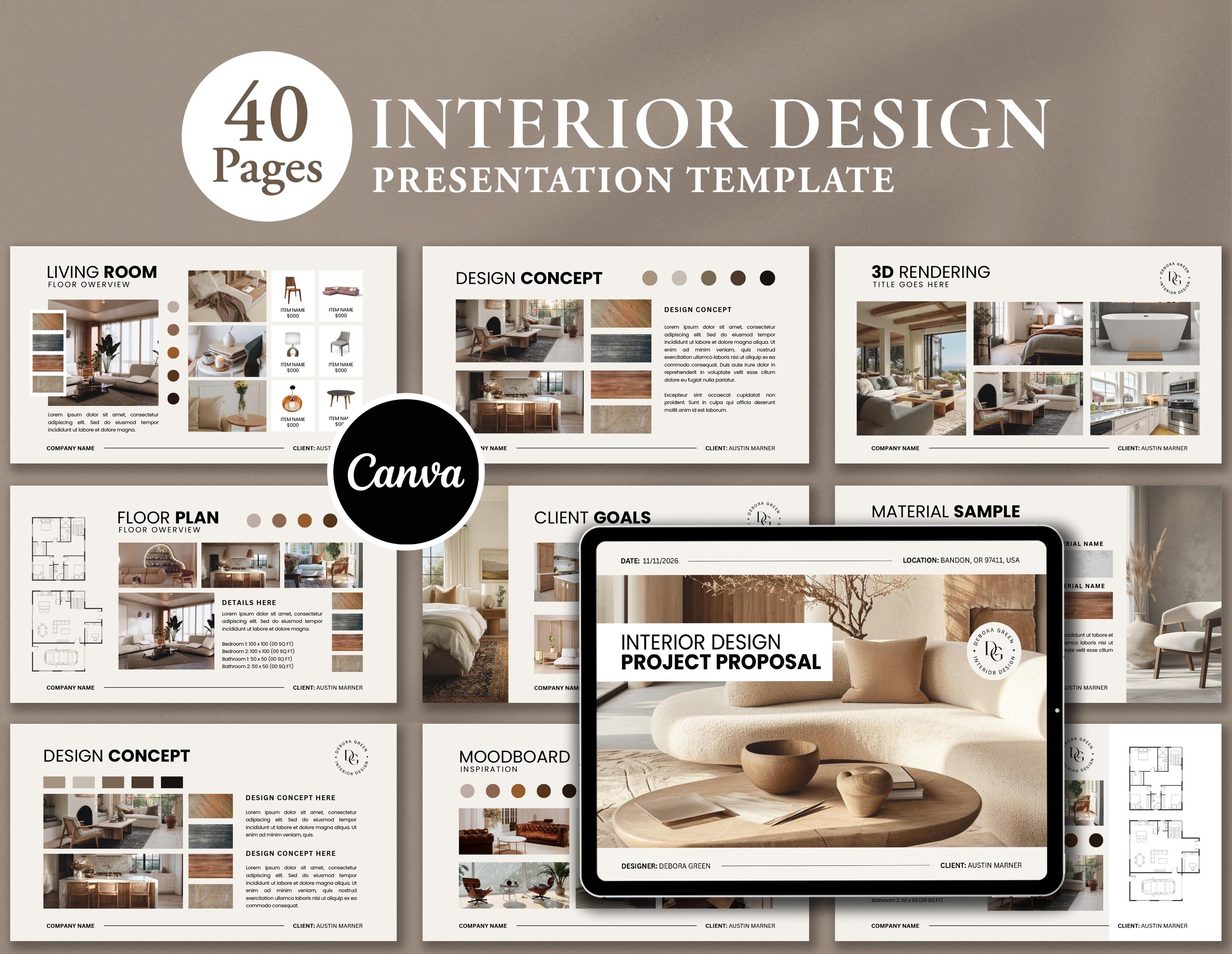 Interior Design Presentation Template, Project Proposal Templates ...