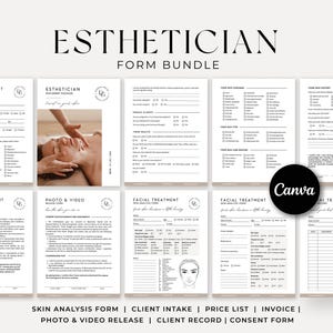 Facial Treatment Forms, Editable Esthetician Templates, Printable Skincare Consent Forms, Facial Consultation Form, Beauty Salon Forms Canva