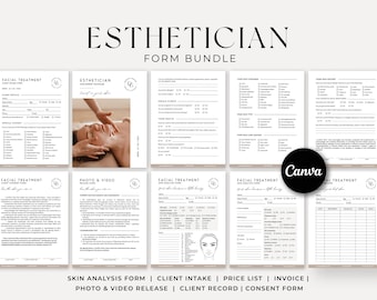 Facial Treatment Forms, Editable Esthetician Templates, Printable Skincare Consent Forms, Facial Consultation Form, Beauty Salon Forms Canva