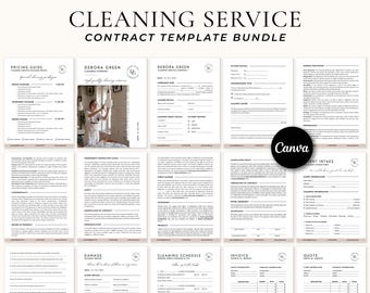 Cleaning Business Forms Bundle, Editable Cleaning Contract, Cleaning Schedule, Damage Report, Intake Form