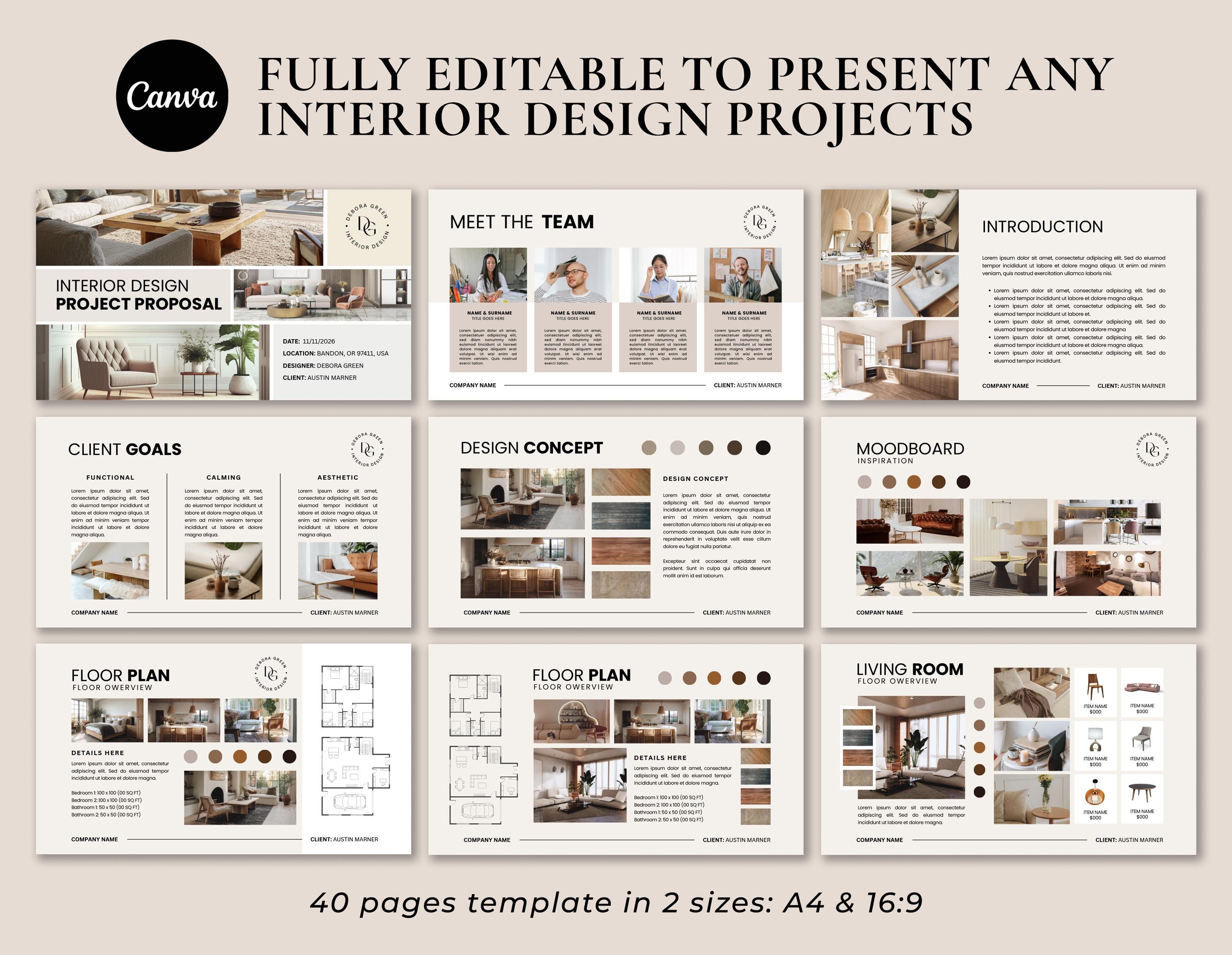 Interior Design Template, Client Presentation Template, Interior ...