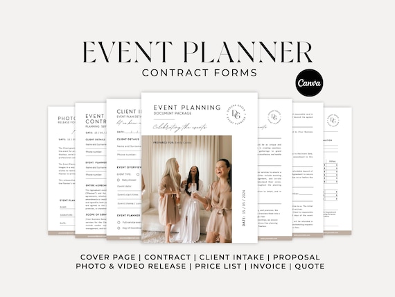 Event Planner Contract Template Package, Wedding Planner Agreement, Client Forms, Editable Event Planner Documents