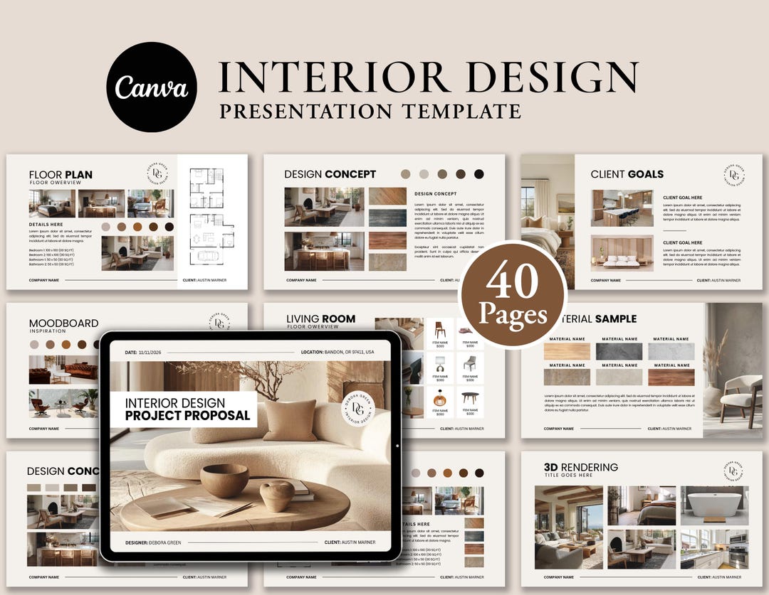 Interior Design Template, Client Presentation Template, Interior ...