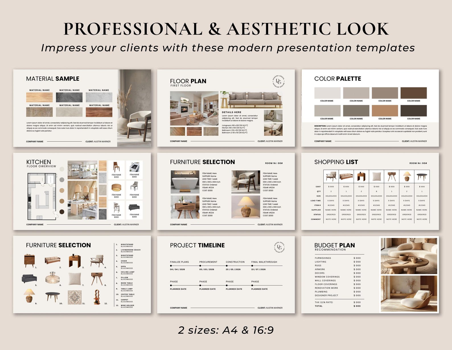 Interior Design Template, Client Presentation Template, Interior ...